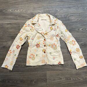 Johnny Was Embroidered Floral Blazer Small Boho Cottagecore Colorful Hippie